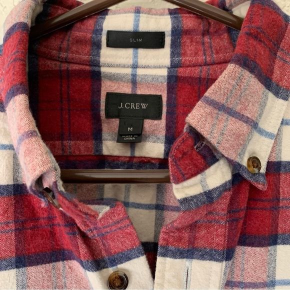 J.Crew Slim Maroon & Cream Flannel Shirt - Medium - Picture 8 of 8